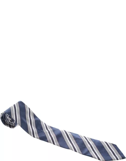 Ermenegildo Zegna Striped Silk Jacquard Traditional Tie