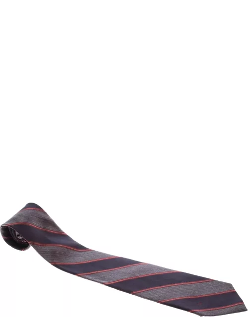 Valentino Brown Diagonal Striped Traditional Silk Tie