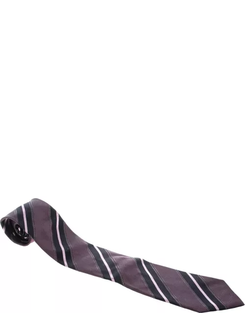 Ermenegildo Zegna Vintage Purple Diagonal Striped Silk Jacquard Tie