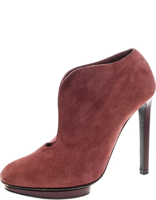 Alexander McQueen Red Suede Ankle Boot