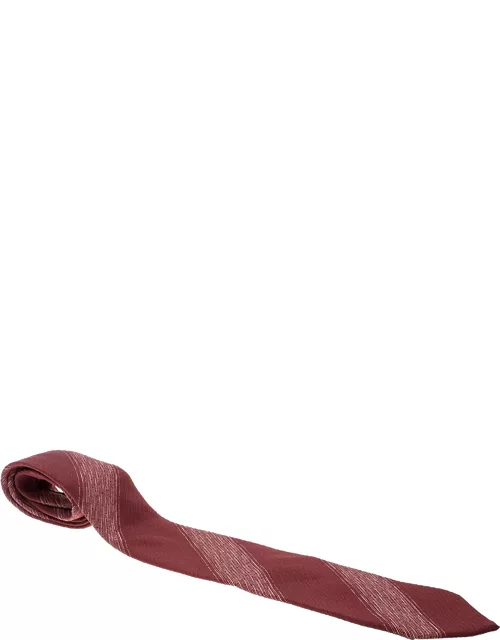 Giorgio Armani Red Contrast Striped Silk Tie