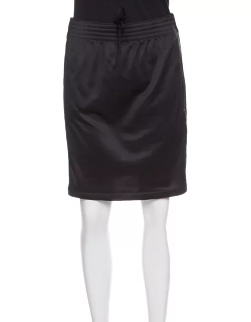 Givenchy Black Knit Drawstring Logo Panel Detail Skirt