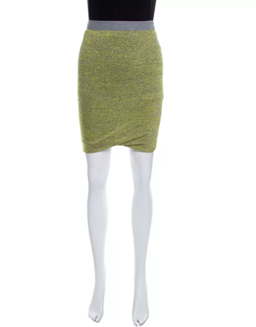 T by Alexander Wang Yellow and Grey Melange Knit Tube Skirt