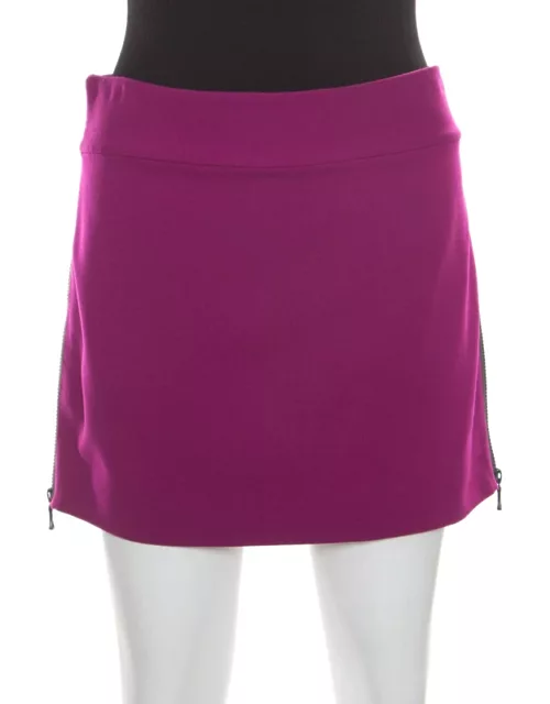 Diane Von Furstenberg Magenta Stretch Side Zip Detail Mini Skirt