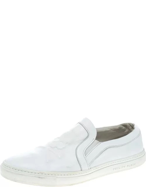 Philipp Plein White Leather Slip On Sneaker