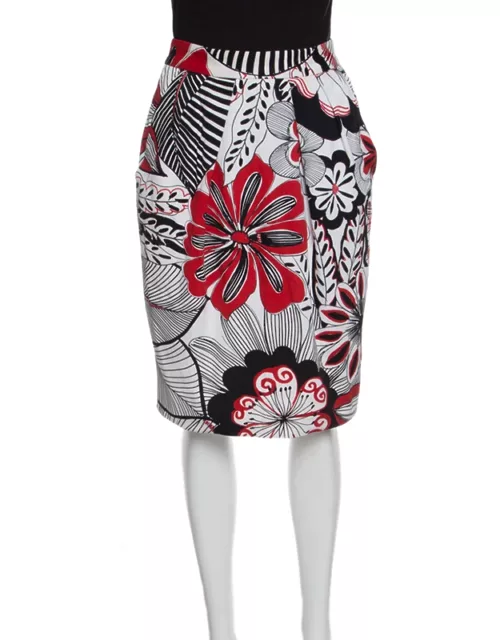 Dolce & Gabbana Multicolor Floral Printed Cotton High Waist Skirt