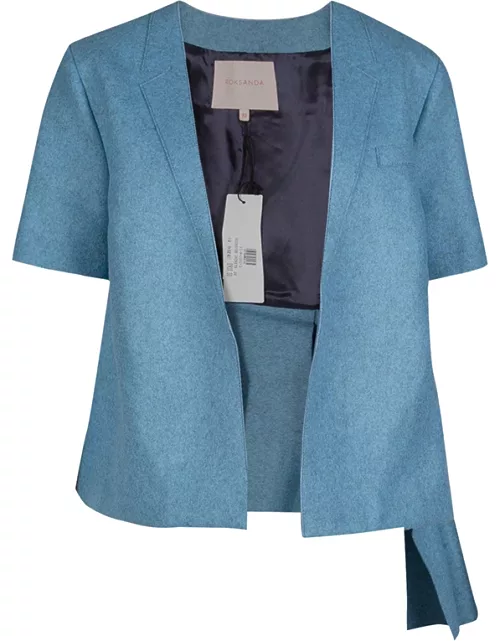 Roksanda Ilincic Powder Blue Felted Wool Asymmetric Delmore Jacket