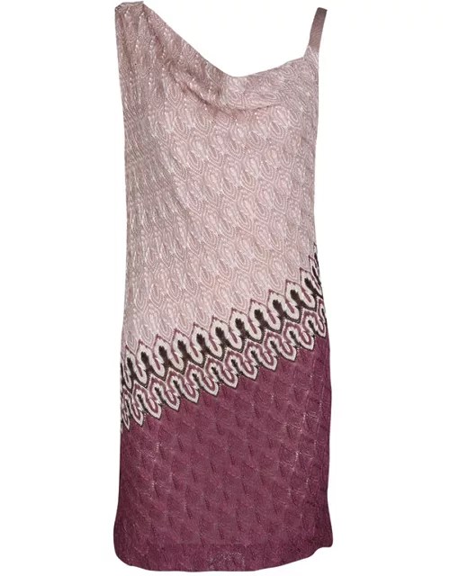 Missoni Multicolor Patterned Knit Draped Sleeveless Dress