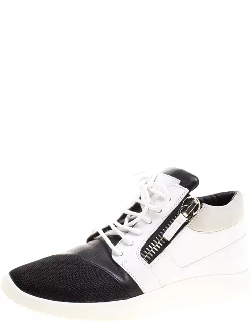 Giuseppe Zanotti Monochrome Leather and Mesh Megatron Lace Up Sneaker