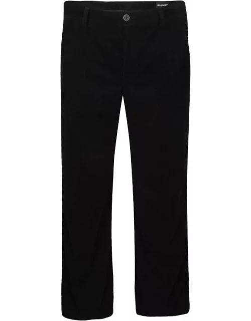 Giorgio Armani Black Velvet Chevron Pattern Pants