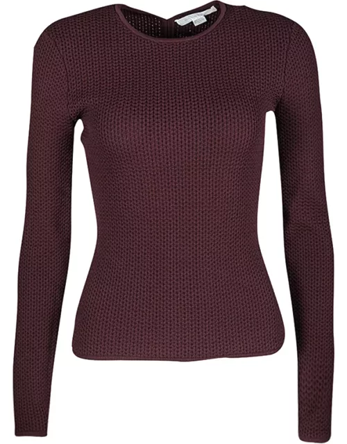 Alexander Wang Burgundy Textured Knit Fitted Sweater