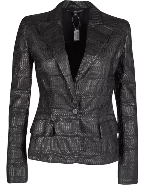 Gianfranco Ferre Brown Grass Snake Leather Jacket
