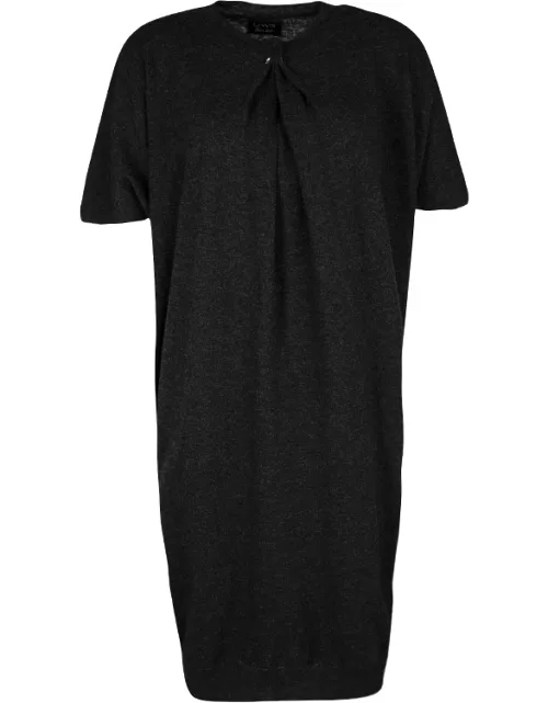 Lanvin Hiver'10 Grey Wool Short Sleeve Draped Dress