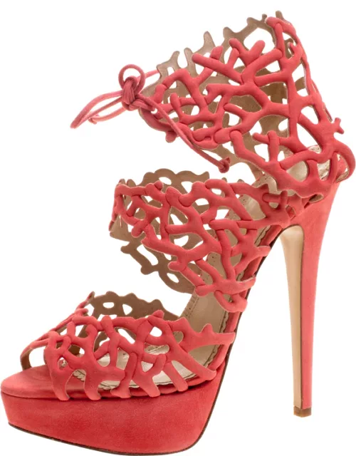 Charlotte Olympia Coral Laser Cut Suede Goodness Gracious Reef Platform Sandal