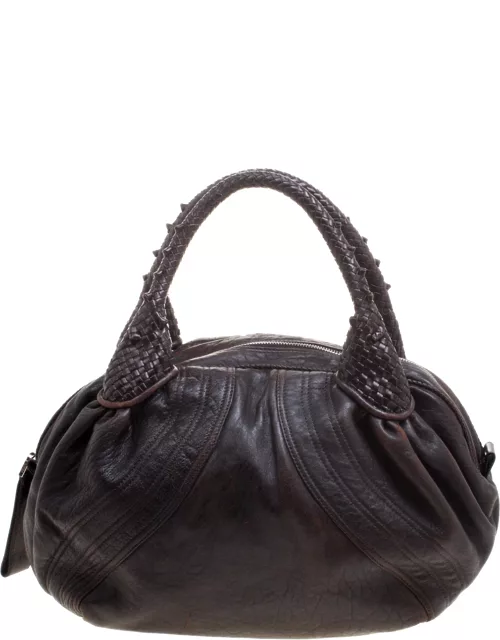 Fendi Dark Brown Leather Large Spy Bag