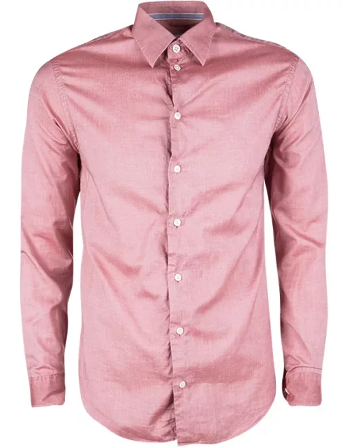 Armani Collezioni Pink Cotton Long Sleeve Button Front Shirt