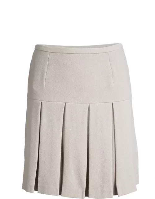 Ermanno Scervino Beige Wool Pleated Mini Skirt