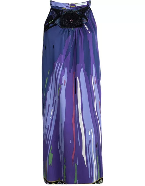 Emilio Pucci Purple Printed Silk Embellished Sleeveless Dress