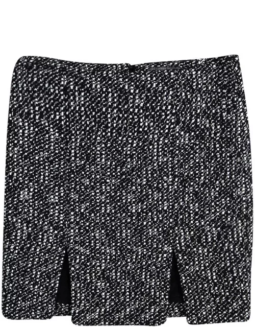 Alexander McQueen Monochrome Tweed Slit Detail Skirt