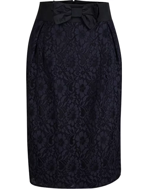 Red Valentino Black and Navy Blue Lace Top and Skirt Set S/