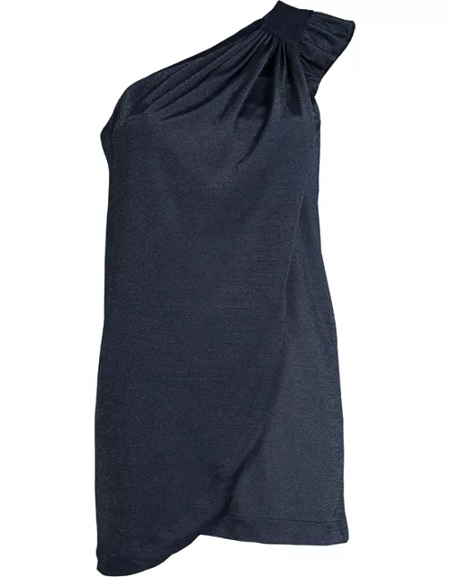 Marc by Marc Jacobs Blue Knit Draped One Shoulder Top