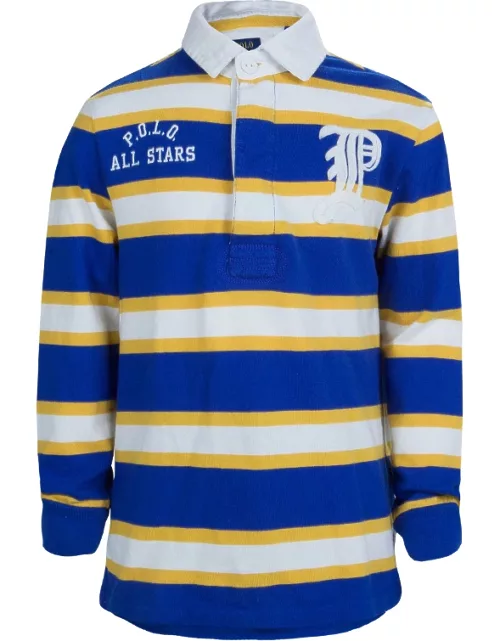 Ralph Lauren Blue and Yellow Striped Long Sleeve Polo T-Shirt 5 Yr