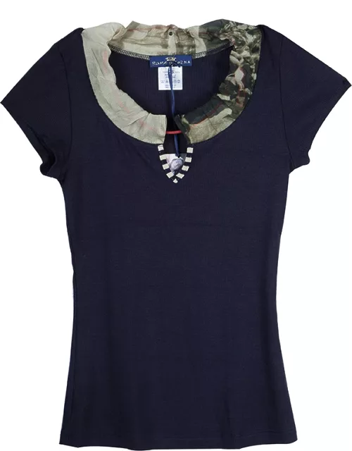 Roma e Tosca Navy Blue Contrast Neckline Tshirt 14 Yr