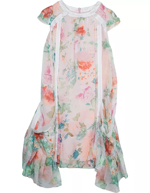 Roberto Cavalli Angels Multicolor Floral Print Silk Dress 6 Yr