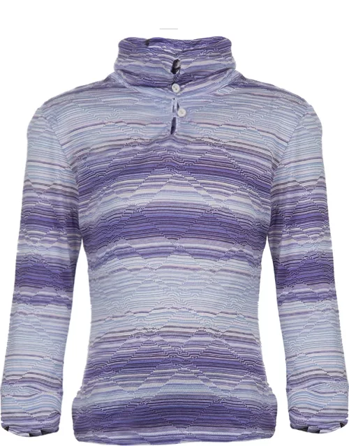 Missoni Purple Striped Long Sleeve Collared T-Shirt 10 Yr