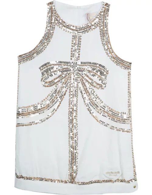 Roberto Cavalli Angels White Sequin Embellished Sleeveless Dress 14 Yr
