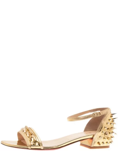 Christian Louboutin Gold Spiked Leather Druide Sandal