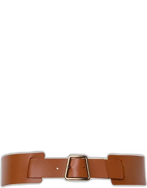 Trapezoid Buckle Leather Belt
