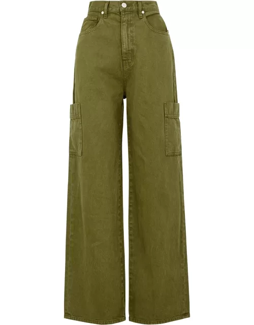 Army green wide-leg jeans