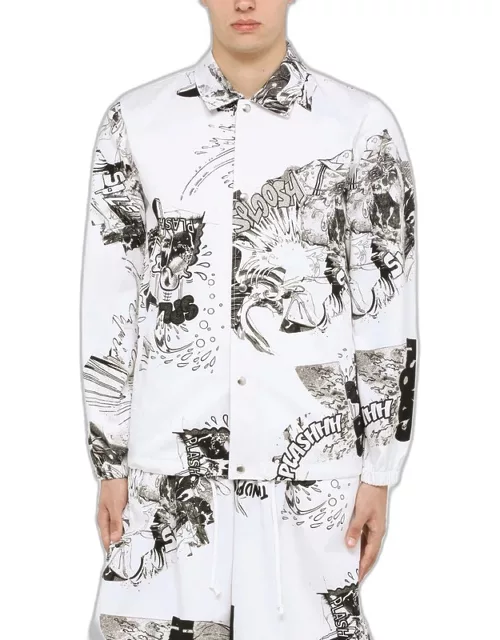 Graphic-print field jacket in white