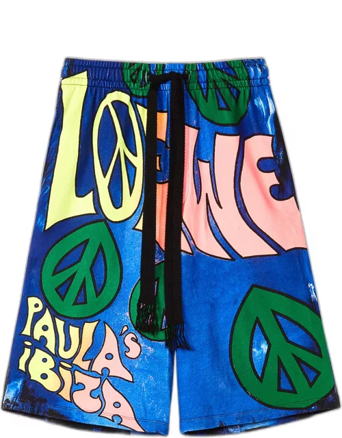 x Paula's Ibiza Men's Peace-Print Drawstring Short
