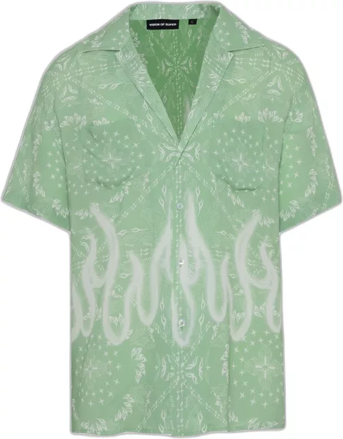 VISION OF SUPER Green Viscose Bandana Shirt