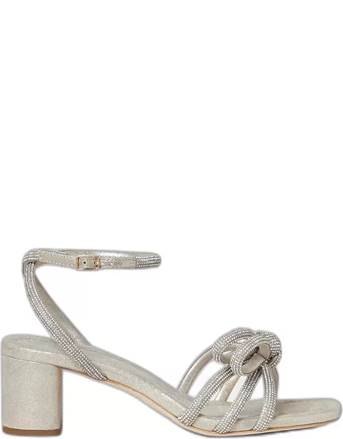 Mikel Strass Bow Ankle-Strap Sandal