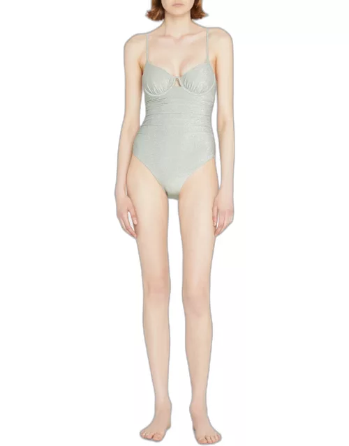 Laine Metallic Ruched One-Piece Swimsuit