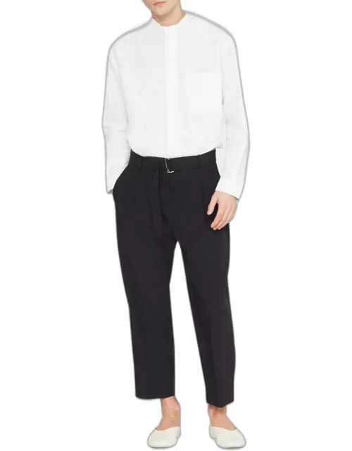 Men's Cropped Wool-Blend Belted Trouser