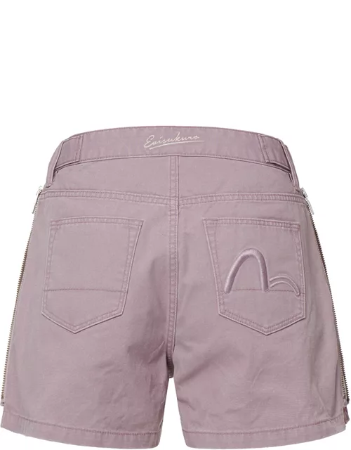 Pigment-dyed Shorts with Side Zipper