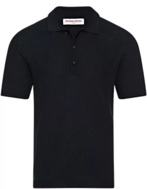 Maranon - Classic Fit Mercerised Cotton Polo Shirt In Night Iris Blue