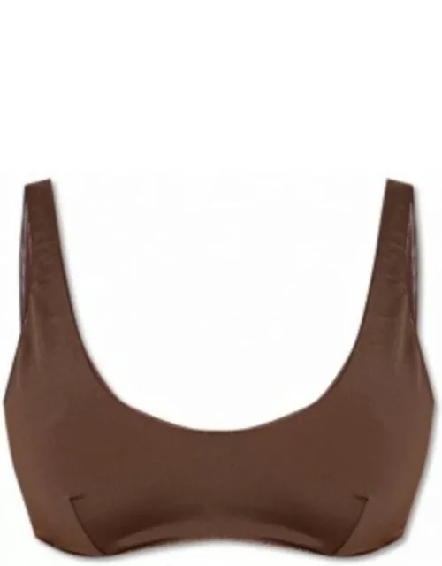 Brown Bikini Top with tone-on-tone stitching