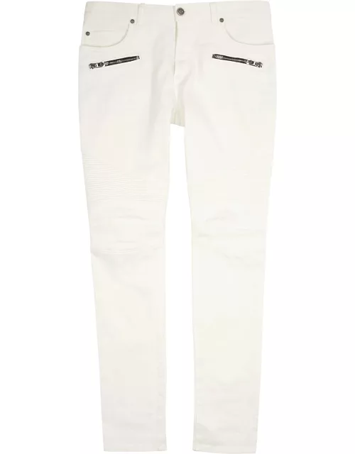 White panelled slim-leg jeans