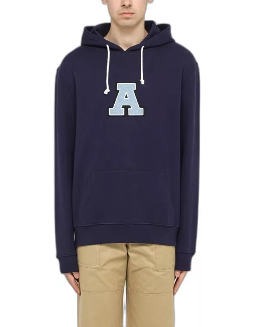 Navy blue hoodie with logo