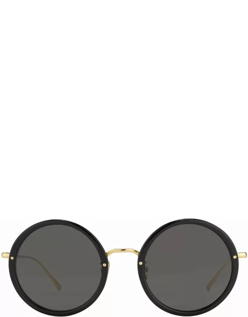 The Tracy Round Sunglasses in Black Frame (C11)