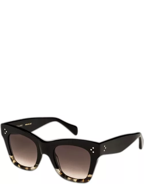 Two-Tone Gradient Cat-Eye Sunglasses, Black