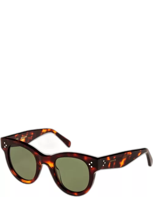 Studded Acetate Sunglasses w/ Mineral Lenses, Brown