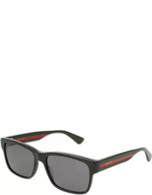 Square Acetate Sunglasses with Signature Web