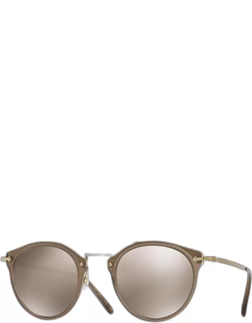 Remick Mirrored Brow-Bar Sunglasses, Taupe