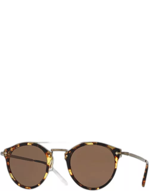 Remick Monochromatic Brow-Bar Sunglasses, Brown